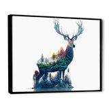 Double Exposure Of A Deer With Forest - Blue Deer Wall Art