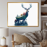 Double Exposure Of A Deer With Forest - Blue Deer Wall Art