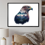 Double Exposure Of A Eagles With Mountain Landscape - Blue Eagle Wall Art