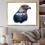 Double Exposure Of A Eagles With Mountain Landscape - Blue Eagle Wall Art
