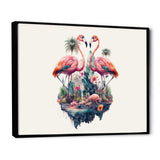 Double Exposure Of A Flamingos With Nature - Flamingo Living Room Wall Art