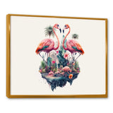 Double Exposure Of A Flamingos With Nature - Flamingo Living Room Wall Art