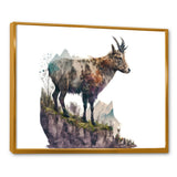 Double Exposure Of A Goat With Nature - Goat Canvas Wall Art