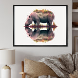Double Exposure Of A Hippo With African Landscape - Hippopotamus Canvas Wall Art