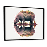 Double Exposure Of A Hippo With African Landscape - Hippopotamus Canvas Wall Art