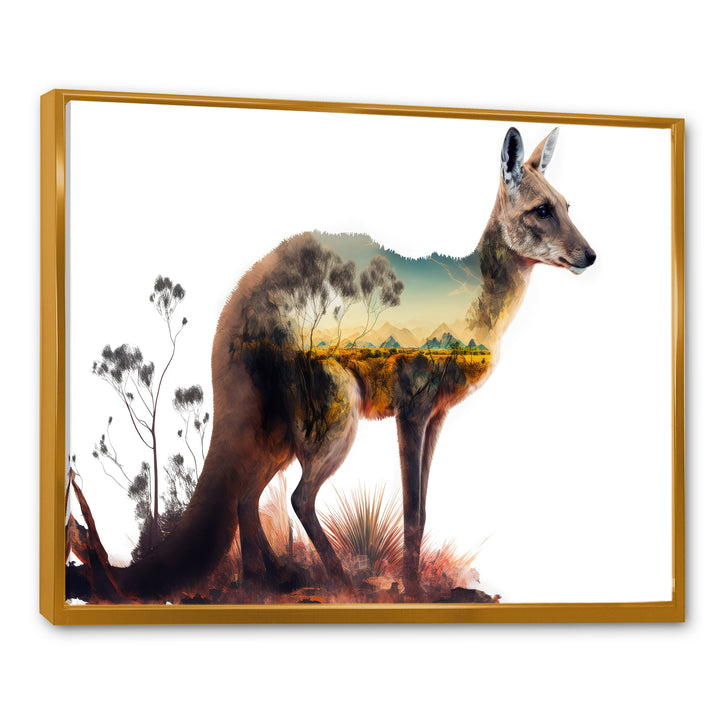 Double Exposure Of A Kangaroo With Australian Landscape - Kangaroo Wall Decor