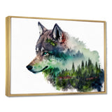 Double Exposure Of A Wolf With Forest Landscape - Wolf Large Canvas Wall Art
