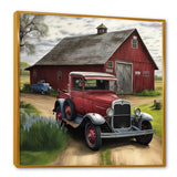 30S Ford Car In Barn I Framed Canvas Vibrant Gold - 1.5"Thick