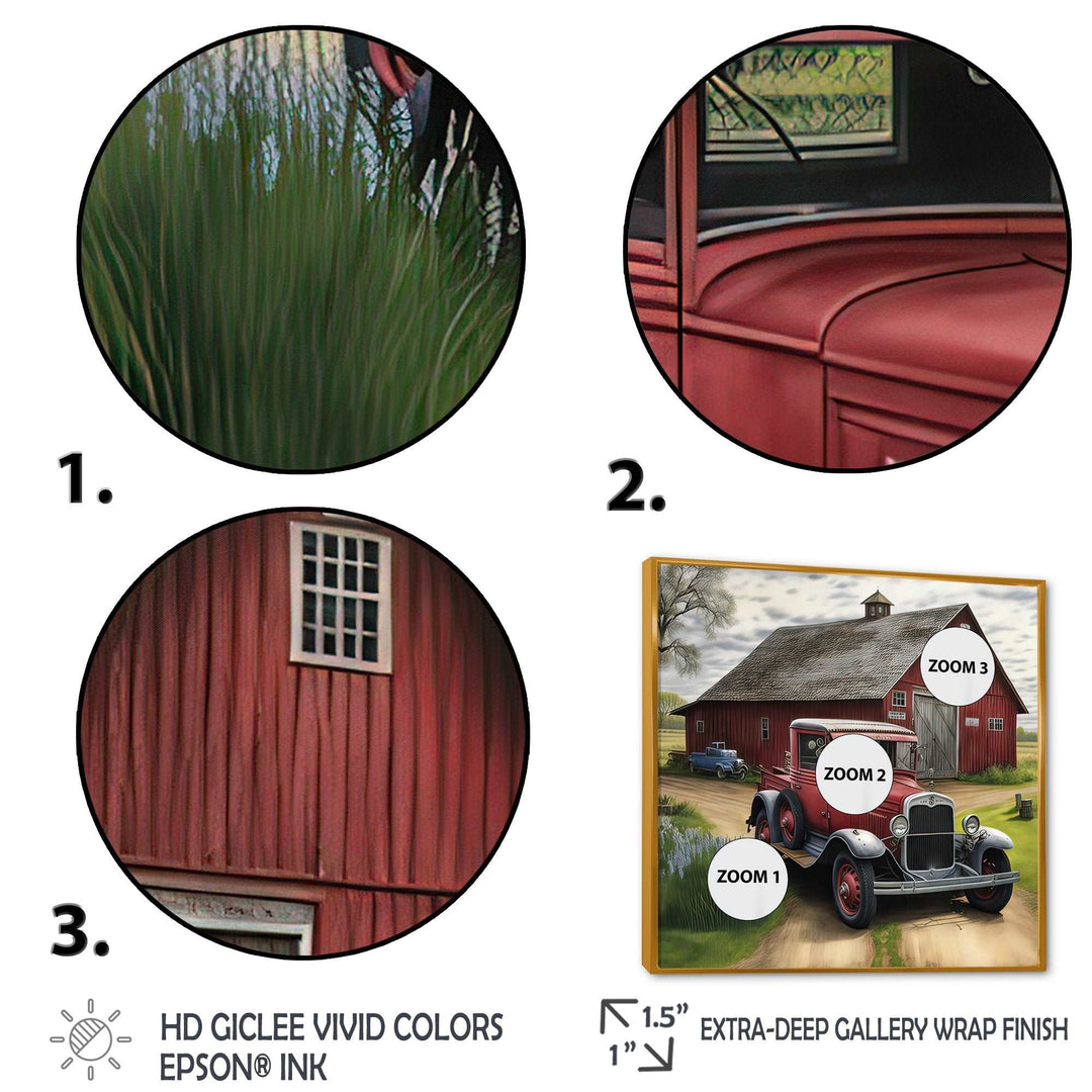 30S Ford Car In Barn I Framed Canvas Vibrant Gold - 1.5"Thick