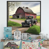 30S Ford Car In Barn III Framed Canvas Vibrant Gold - 1.5"Thick