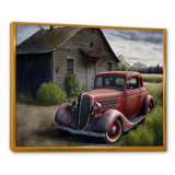 30S Ford Car In Barn VI Framed Canvas Vibrant Gold - 1.5"Thick