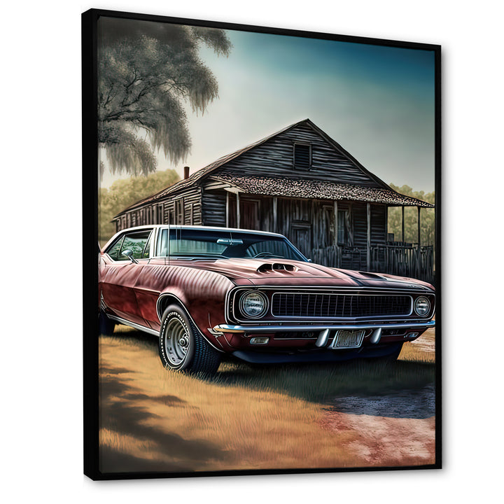 Camero In Barn I - Car Muscle Car Canvas Wall Art