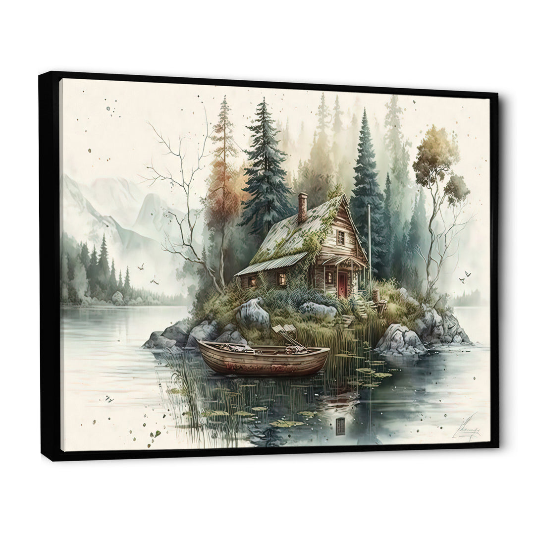 Fishing House By The Lake I - Hunting &amp; Fishing Canvas Wall Art