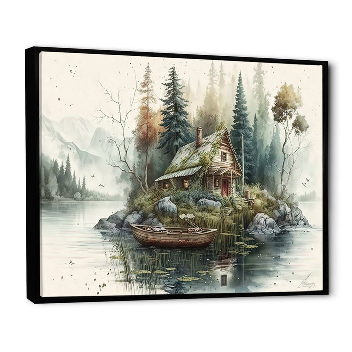 Fishing House By The Lake I - Hunting &amp; Fishing Canvas Wall Art
