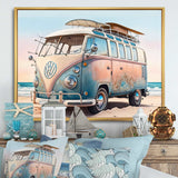 70S Surfing Van At The Beach II Canvas Canvas