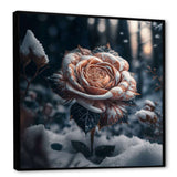 A Blooming Rose Flower In A Forest II Framed Canvas Vibrant Black - 1.5"Thick