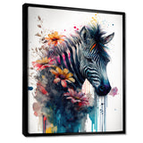 Cute Zebra Floral Art - Zebra Framed Canvas Art