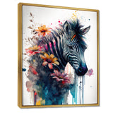 Cute Zebra Floral Art - Zebra Framed Canvas Art