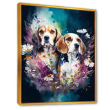 Cute Beagles Floral Art - Dog Beagle Large Canvas Wall Art