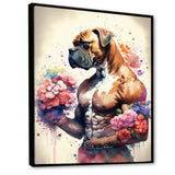 Cute Boxers Floral Art - Dog Boxer Home Decor Art