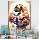 Cute Boxers Floral Art - Dog Boxer Home Decor Art