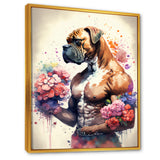 Cute Boxers Floral Art - Dog Boxer Home Decor Art