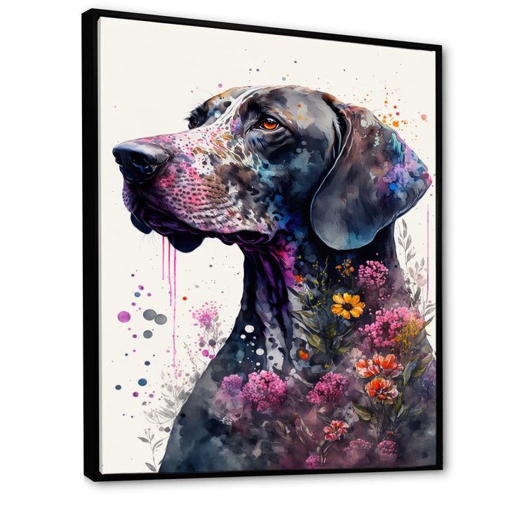 Cute German Dog Floral Art - Multi-Color Dog Wall Art