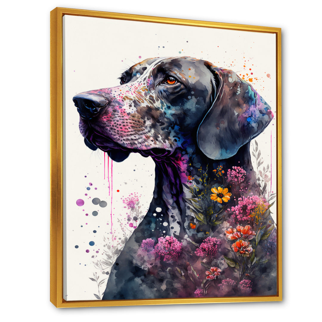Cute German Dog Floral Art - Multi-Color Dog Wall Art