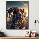 German Shorthaired Pointer Gangster In NYC - Dog Canvas Wall Art