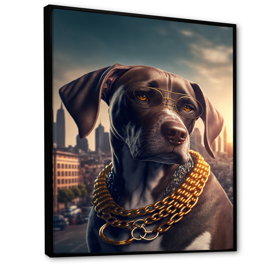 German Shorthaired Pointer Gangster In NYC - Dog Canvas Wall Art