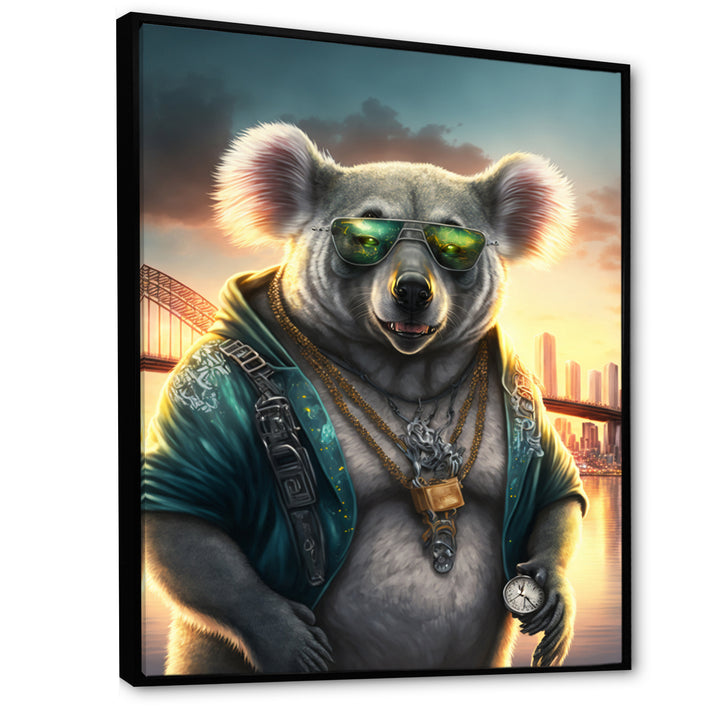 Koala Gangster In NYC - Koala Large Canvas Wall Art
