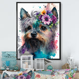 Cute Yorkshire Floral Art - Dog Yorkshire Living Room Wall Art