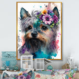 Cute Yorkshire Floral Art - Dog Yorkshire Living Room Wall Art