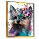 Cute Yorkshire Floral Art - Dog Yorkshire Living Room Wall Art