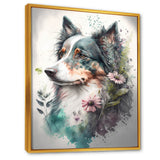 Cute Australian Shepard Floral Art - Dog Australian Shepherd Canvas Wall Art