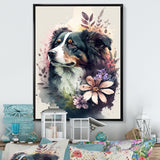Cute Bernese Floral Art - Dog Bernese Mountain Wall Decor
