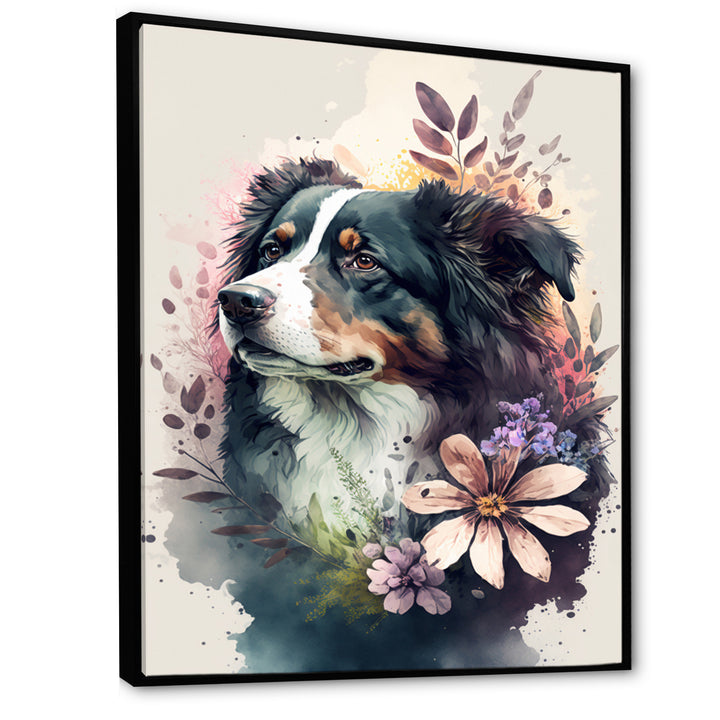 Cute Bernese Floral Art - Dog Bernese Mountain Wall Decor