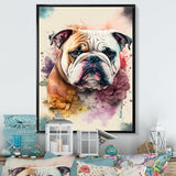 Cute Bulldogs Floral Art - Dog Wall Art Prints