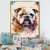 Cute Bulldogs Floral Art - Dog Wall Art Prints