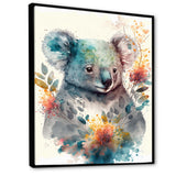 Cute Koala Floral Art - Koala Large Canvas Wall Art