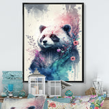 Cute Panda Floral Art - Panda Home Decor Art