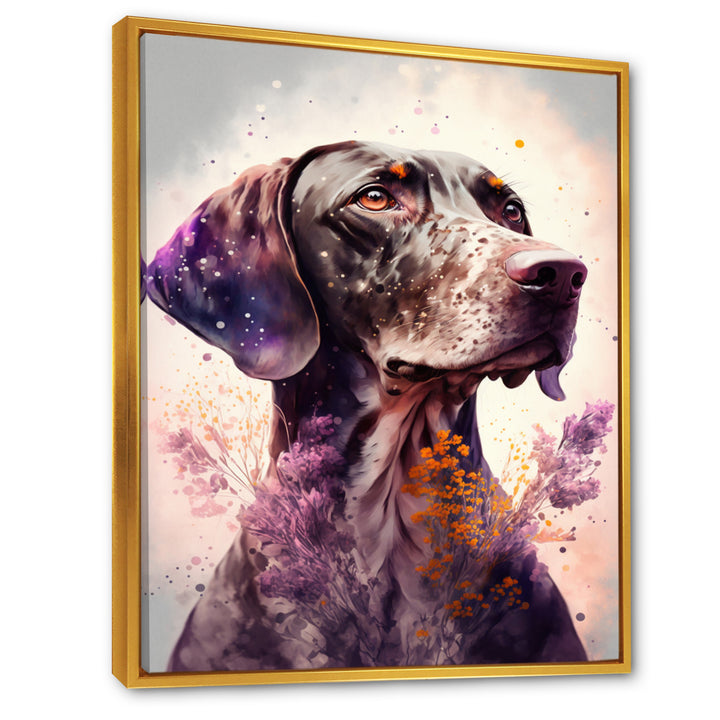 Cute German Pointer Floral Art - Dog Living Room Wall Art