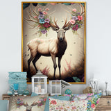 Caribou With Blooming Antlers - Caribou Canvas Wall Art