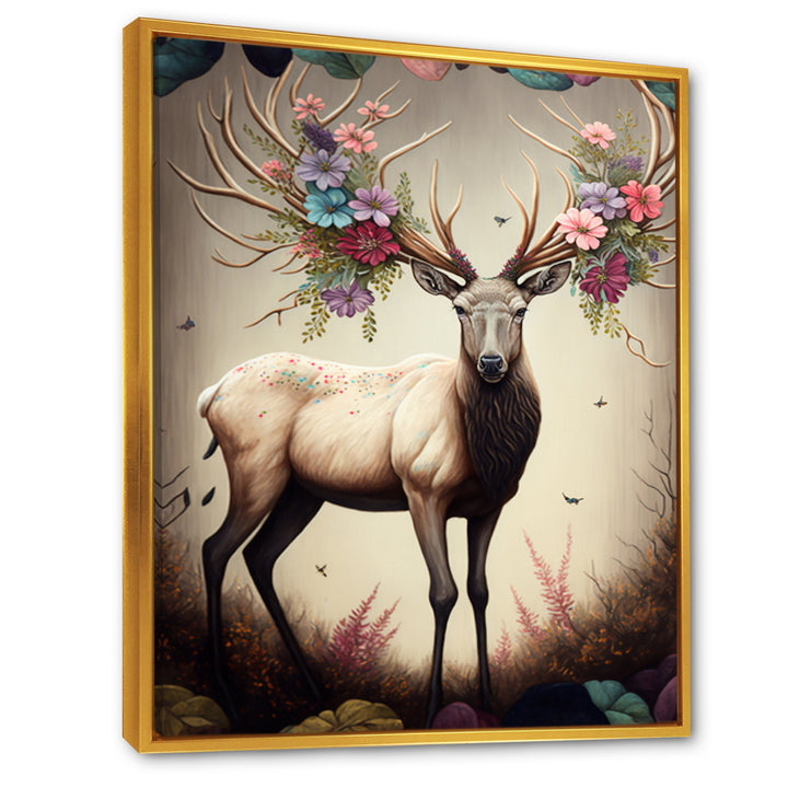 Caribou With Blooming Antlers - Caribou Canvas Wall Art