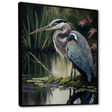 Heron At The Edge Of The River - Heron Canvas Wall Art