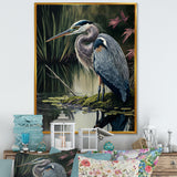 Heron At The Edge Of The River - Heron Canvas Wall Art