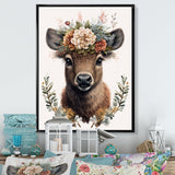 Cute Fawn With Floral Crown - Deer Wall Decor
