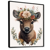 Cute Fawn With Floral Crown - Deer Wall Decor
