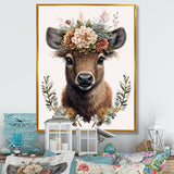 Cute Fawn With Floral Crown - Deer Wall Decor