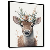Cute Baby Fawn With Floral Crown - Deer Wall Art Prints